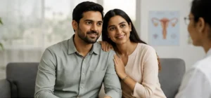 A couple discussing fertility treatment with a doctor