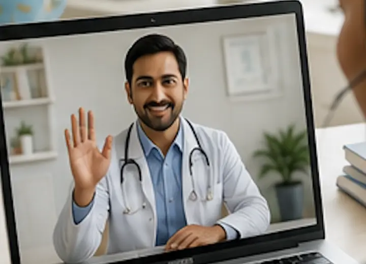 Patient consulting a doctor by video call