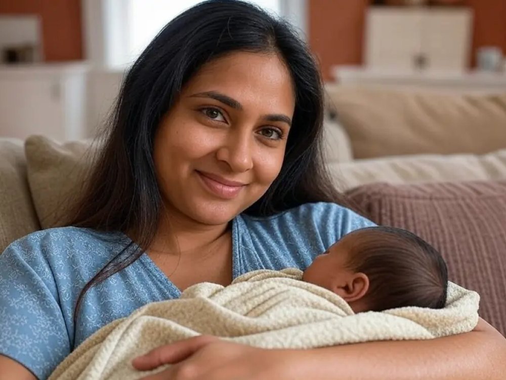Mother and newborn after homeopathic fertility treatment at Welling Homeopathy